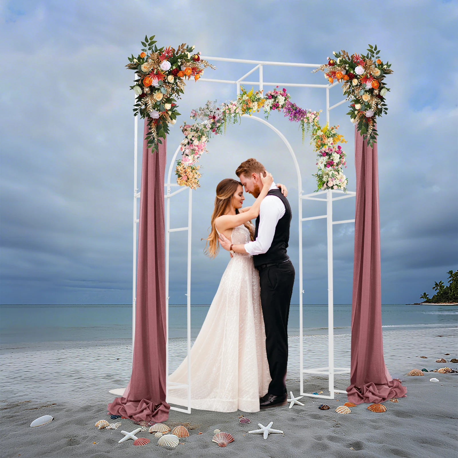 

Wedding Arch Backdrop Stand 180*30*250cm Square-Outer Arch-Inner Frame for Wedding Party Garden Decoration