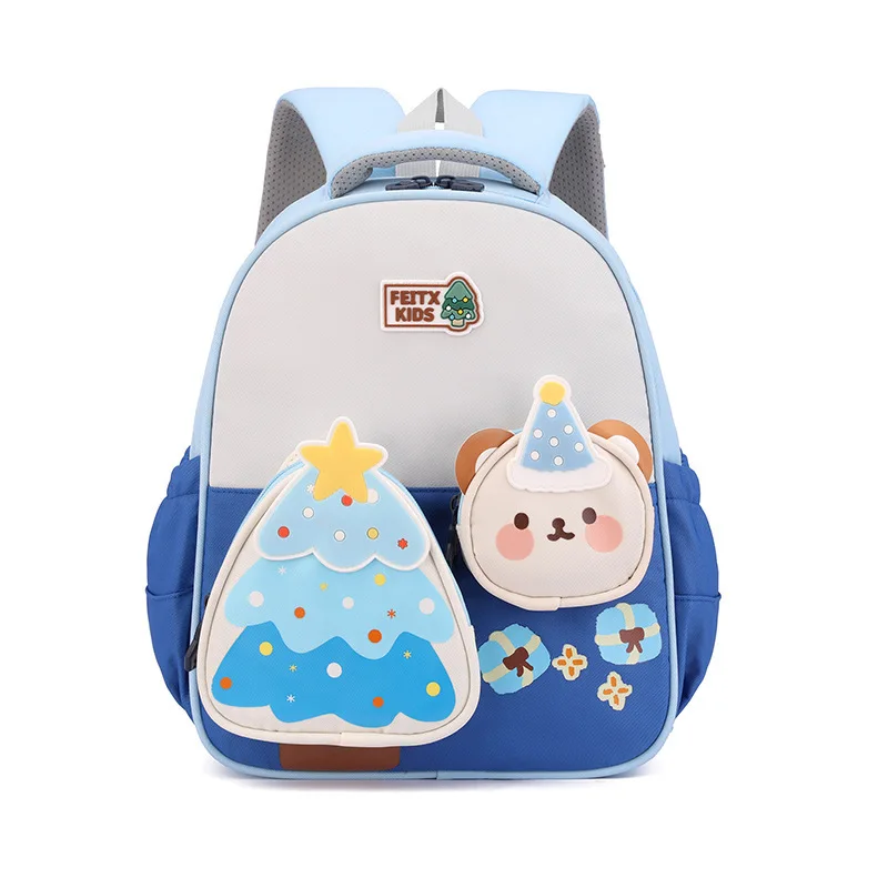 2025 Children Backpack Cute Cartoon Christmas Tree 3-6 Years Old Boys Girls Double Shoulder Large Capacity Trendy Bag