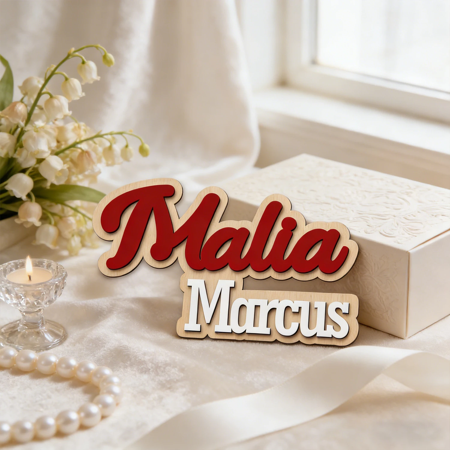 1pc Wooden Multi-color Double-layer Surname Brand, Double-layer Customized Name Label, Perfect Gift for Friends and Family