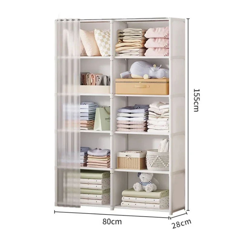 Armoire de Rangement Anti-Poussière, Rangement Polyvalent pour Chambre à Coucher, Assemblage Simple T1, Armoire Multicouche