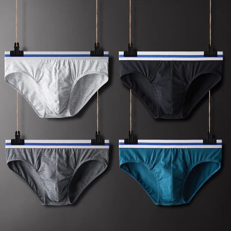 Xiaomi-Ropa Interior Sexy para Hombre, Calzoncillos de algodón, bolsa para pene, pantalones cortos, 4 unids/lote