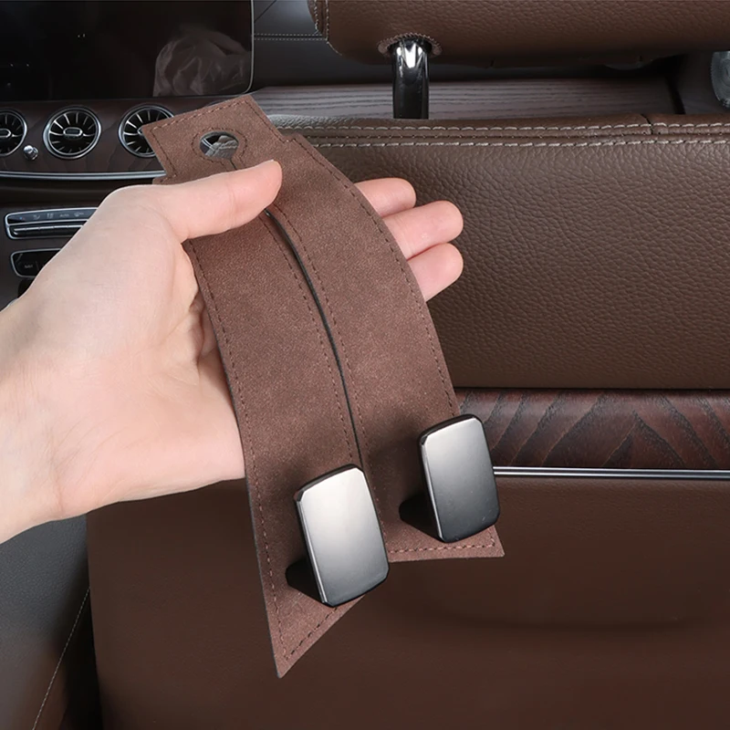 1 PCS Quality Car Headrest Hook Rear Seat Hanging Dual Hook Premium Suede 20KG Large Load-Bearing Alloy Hook Hanger Universal