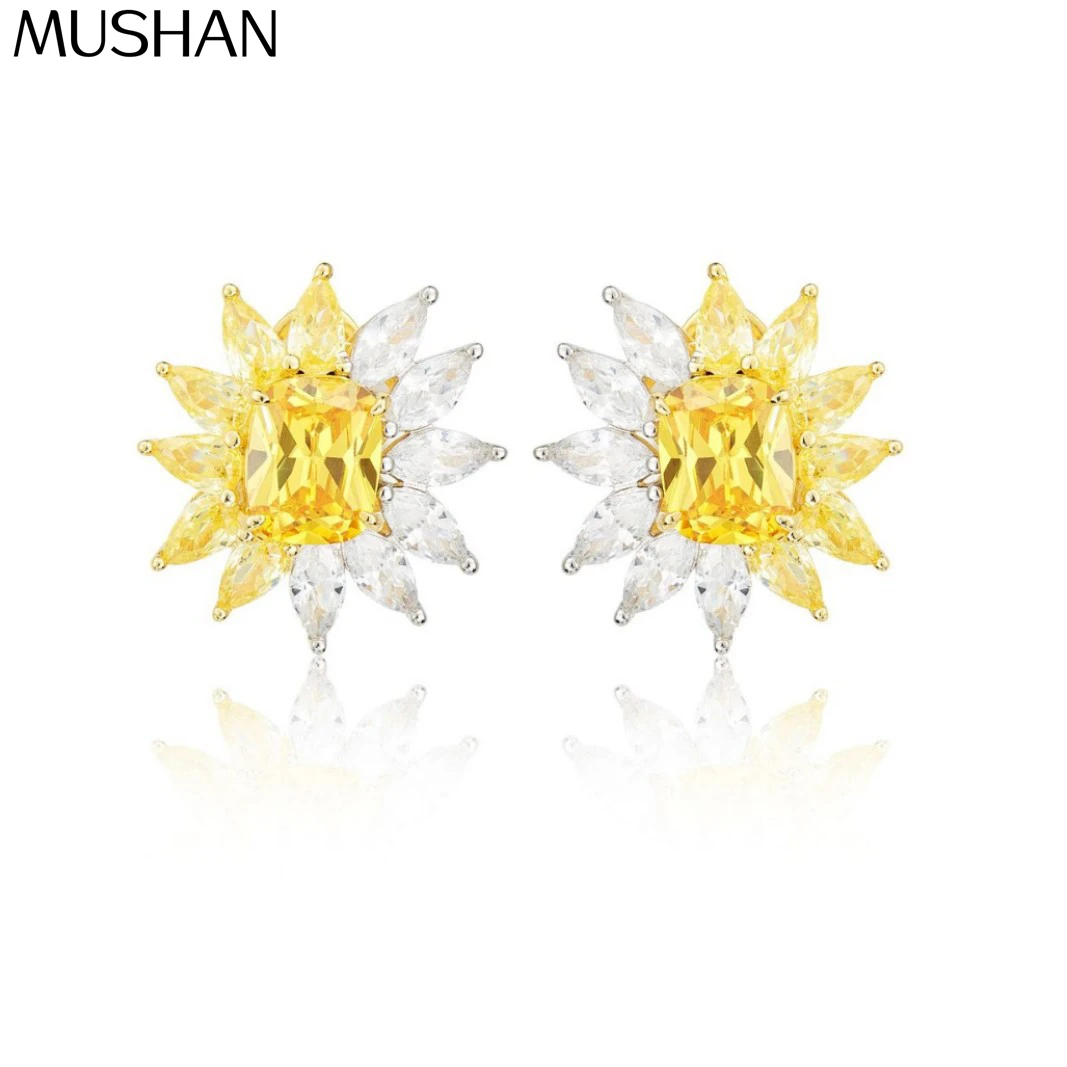 

MS MuShan Luxury Jewelry 925 Sterling Silver Earrings Zircon 5A Chandelier Wedding for Women Rhodium Plated Fin Earring
