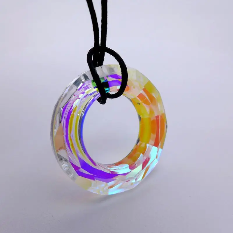 2pcs 30mm AB Colorful Ring Crystal Pendant Accessories for Crystals Lamp Parts Prisms Hanging Ornament DIY Home Christmas Decor