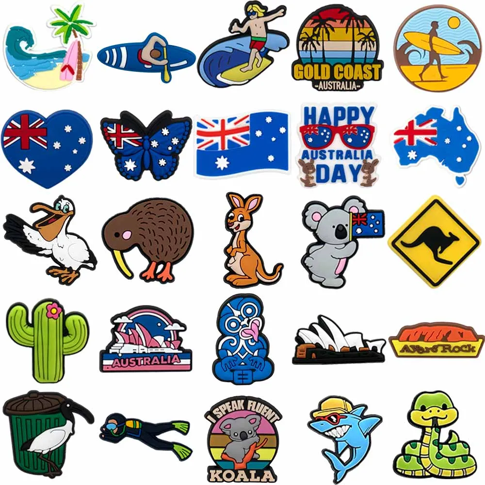 1/25PCS Australia Theme Shoe Charms Set DIY Decorative Pins Kangaroo Koala Clogs Accessories Fashion Shoe Buckle Decorations