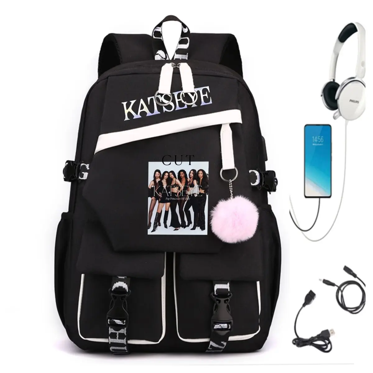 Korean Girl Group Katseye Printed Backpack Hot Selling Student Campus Canvas Lightweight Backpack High Quality School Bags