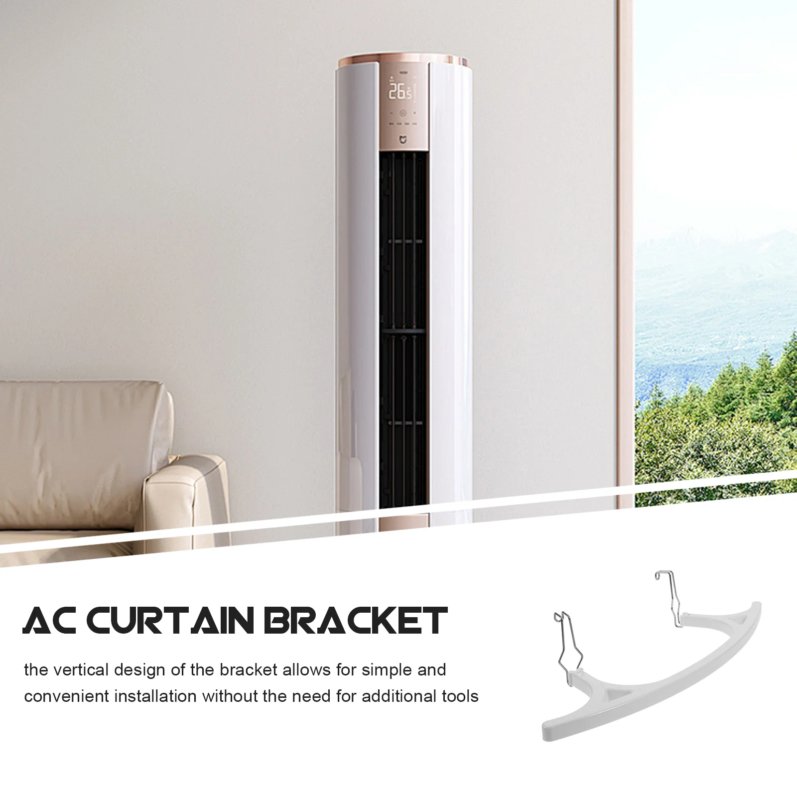 2 PCS Anti-suction Curtain Bracket Sliding Door Air Conditioner Kit Cylindrical Cabinet Plastic Suite