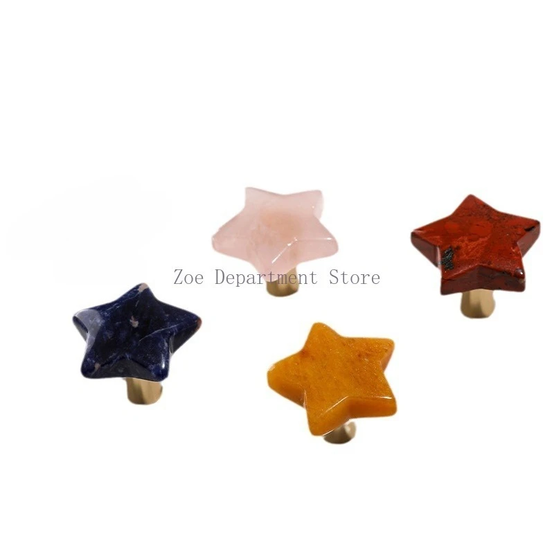Crystal Star Knob Children's Room Cartoon Brass Pentagram Drawer Knob Decoration Small Creative Furniture Handle Cabinet Knob