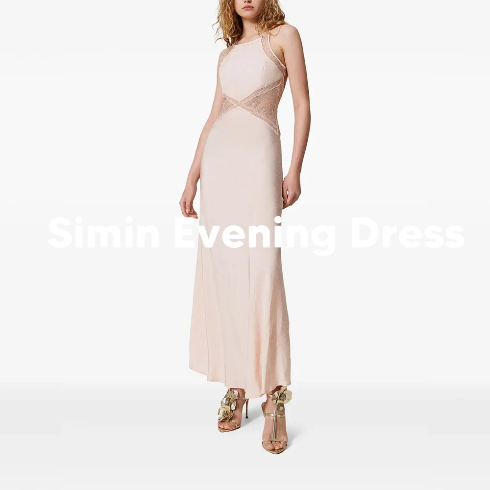فساتين سهرة بسيطة مخصصة للنساء من Simin بدون ظهر من الدانتيل حورية البحر مع أكمام بطول الكاحل فساتين حفلات أنيقة 2026