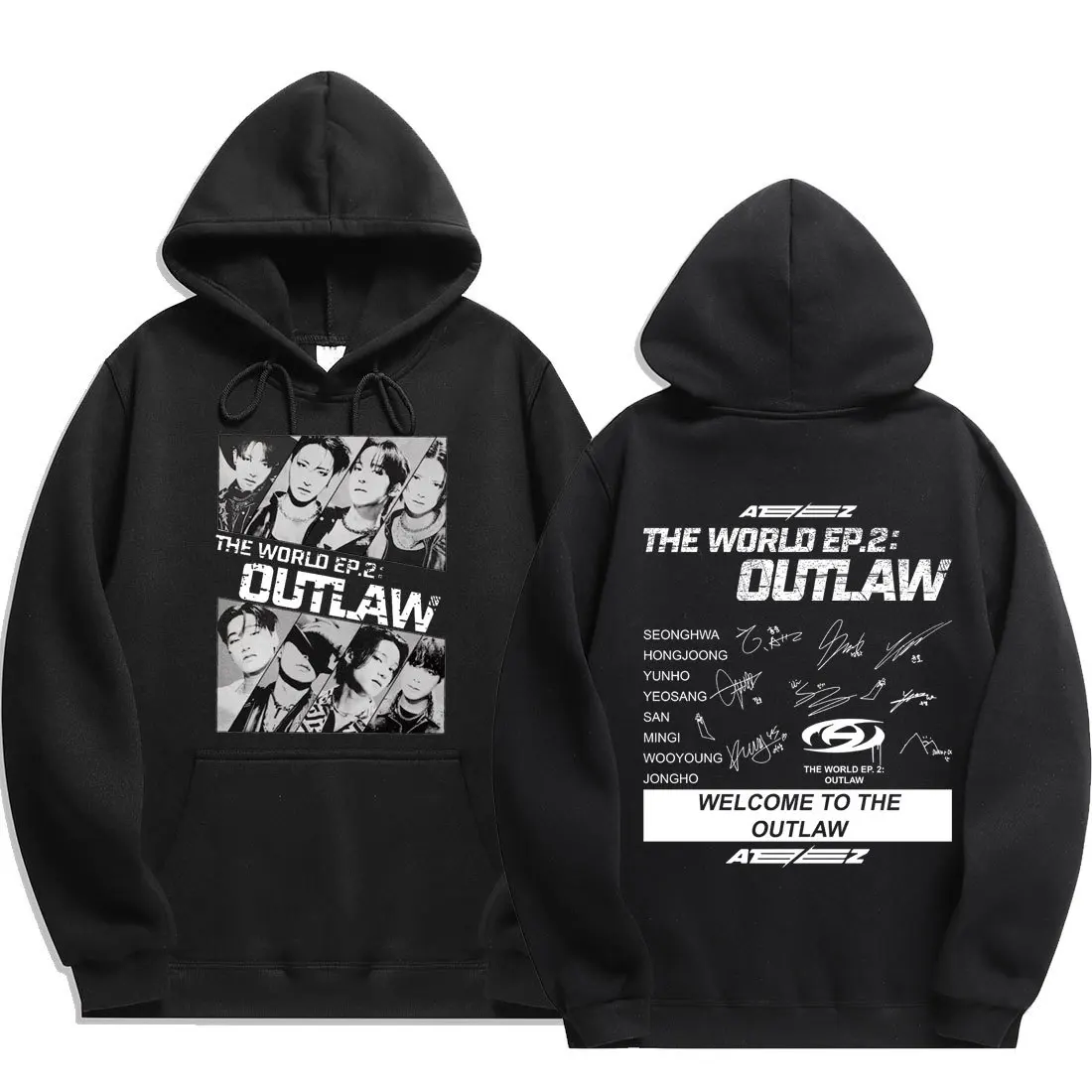 

KPOP Ateez The World Ep2 Outlaw Oversized Women/Men Hoodie Sweatshirt Y2K Streetwear Hip Hop Pullover Hooded Jacket Outerwear