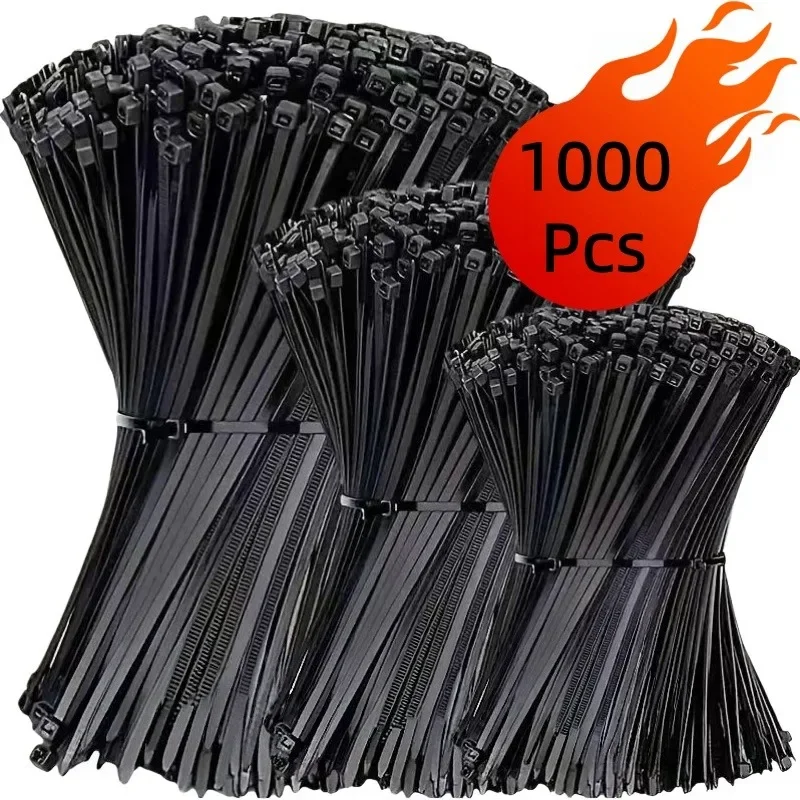 Nylon Zip Ties Black Self Locking Cable Ties Heavy Duty Wire Straps Fastening Cord Wrap Management Home Office Pack