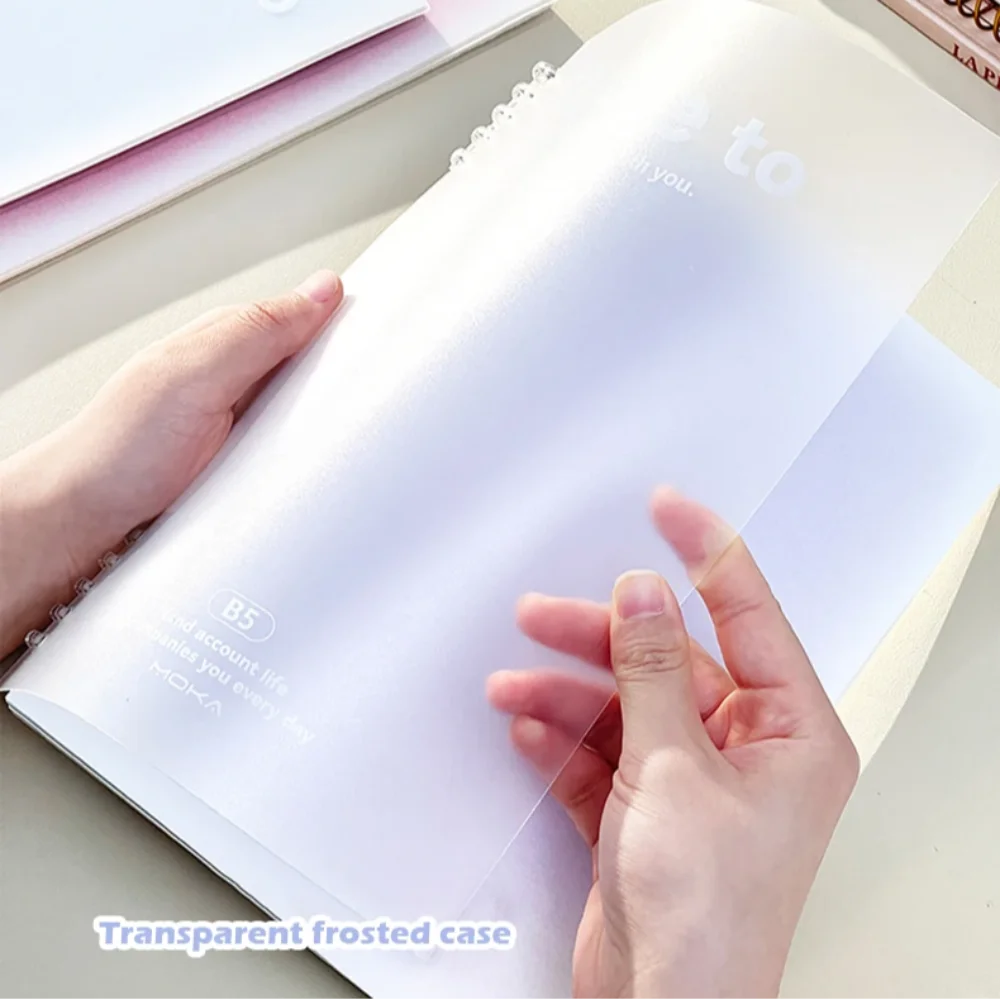Simple Stationery A5/B5 Binder Notebook PVC Cover Gradient Color Kawaii Loose-Leaf Notebook Horizontal Line 60 Sheets