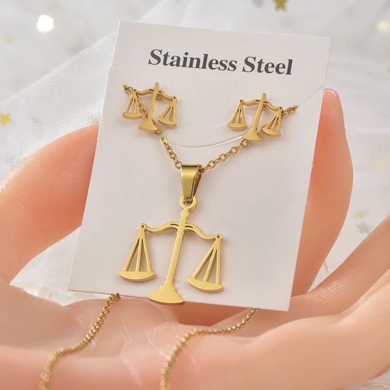 2023 Fashion Necklace Earrings Stainless Steel Earrings Jewelry Two Piece Set of Star Accessories Gift for Men and Women