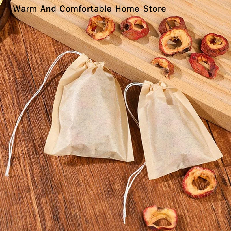 【SE】100Pcs Teabags with Drawstring Filter Empty Tea Bags for Coffee Bean Leaf Tea Powder Herbal Medicine Biodegradable Paper Bag