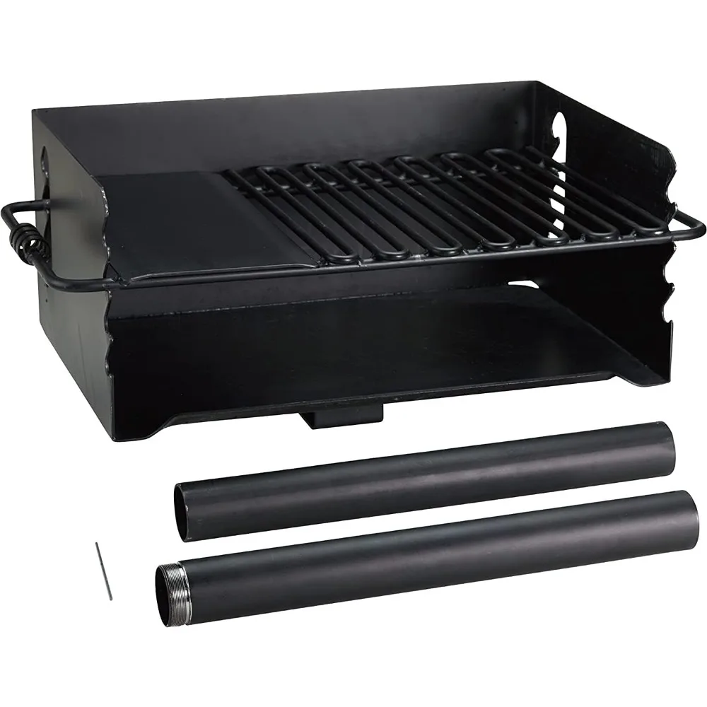 CBP-247 Jumbo Park Style Heavy Duty Steel Outdoor BBQ Charcoal Grill with Cooking Grate and Post for Camping and Backyards