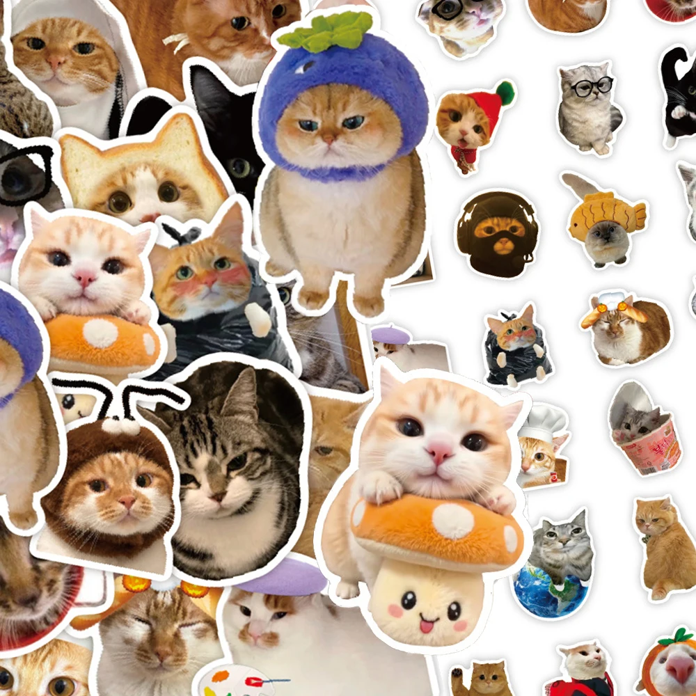 

10/30/50pcs Cute Cat Meme Graffiti Stickers Funny Animals Decals Skateboard Phone Diary Helmet Creative Waterproof PVC Sticker