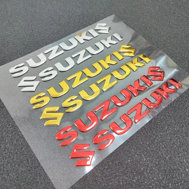 

3D Suzuki Motorcycle Sticker Decal Logo Tank Gold Silver Emblem