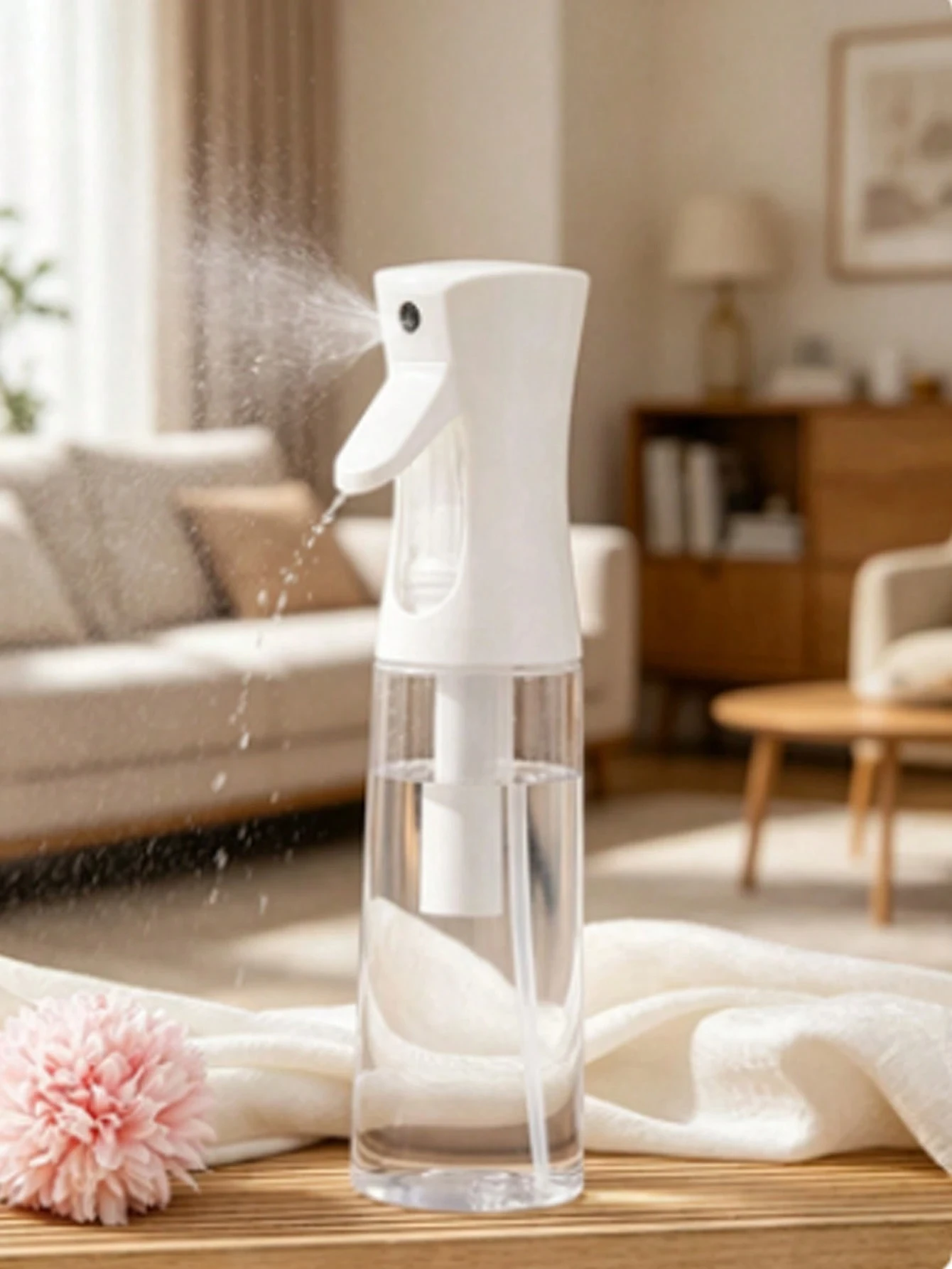 1pc Continuous Spray Bottle - Ultra Fine Mist Sprayer, Suitable For Hair Care, Home Cleaning, Plant Care, Household Items (1 Pack), Handheld Steam Iron Spray Bottle, Simple Bathroom Liquid Cleaner, Cleaning Spray Bottle, Fine Mist Facial