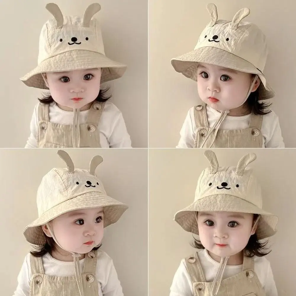 Fashion Cute Ear Baby Bucket Cap Quick Dry Thin Boys Girls Sunhat Summer Cartoon Animal Fisherman Caps Kids