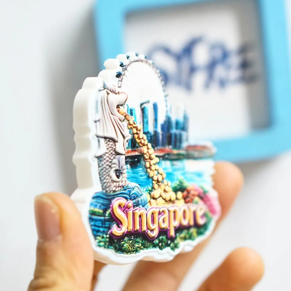 Singapore City Scenery Fridge Magnet 1PC Magnetic Kitchen Decor Travel Souvenir Attraction Gift for Friends
