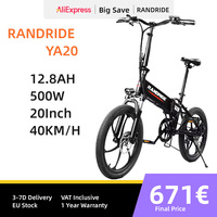 RANDRIDE YA20 Ebike 500W 48V12.8AH Folding City Electric bike Hidden Dismountable Battery 20inch Adult Electric Bicycle EU Stock