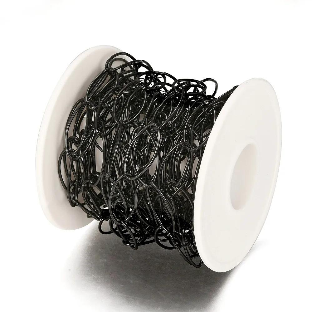 PandaHall 5m/Rolle 304 Edelstahl Büroklammerketten, gezogene, längliche Kabelketten, plattiert, gelötet mit Spule, 20x10x1mm – Detail 3