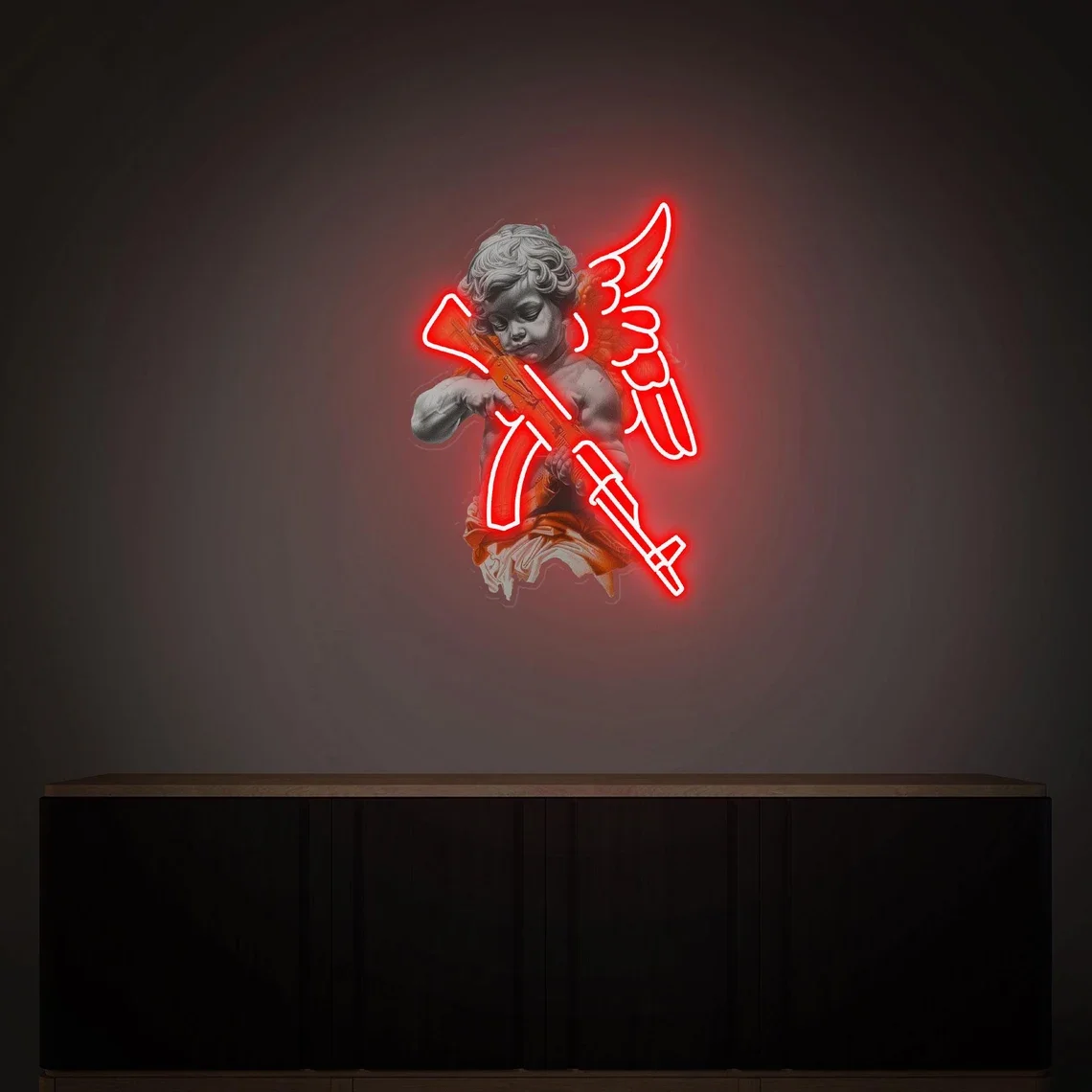 

Angel With Gun Neon Sign, Gun Neon Sign, Angel Neon Sign, Angel Wall Decor, UV Printing Acrylic Sign,Gift for Her