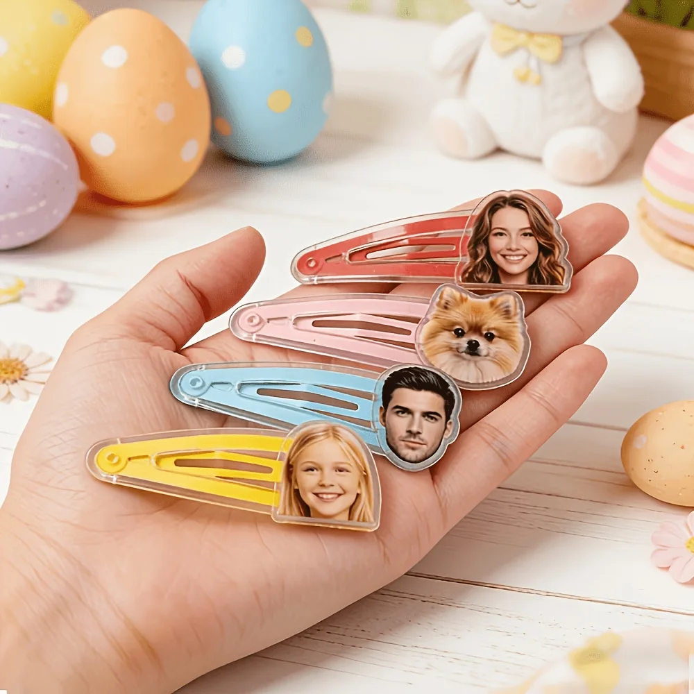Personalized Custom Acrylic Hair Clips DIY Photo Custom Women's Hair Clip Multiple Colors Available Christmas Jewelry Gifts