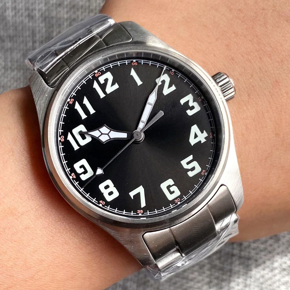 20ATM Tandorio 39mm Pilot Sapphire Glass Black Dial Luminous Stainless Steel Automatic Asia2824 Miyota8215 Movement Men Watch