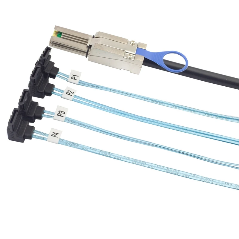 كابل القرص الصلب MINI SAS HD SFF-8088 26P إلى 4 منافذ SATA 7P 90 درجة للخادم