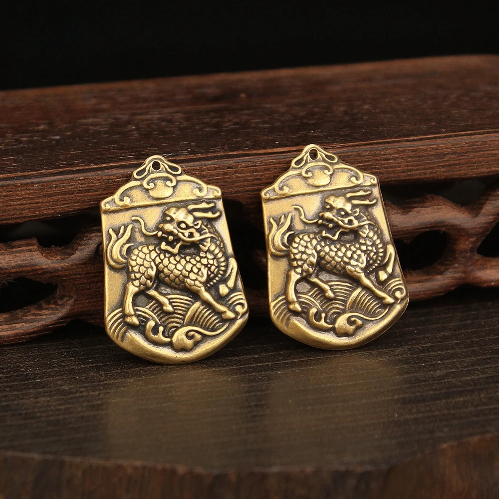 

Treading Water Kirin Brass Retro Solid Pendant