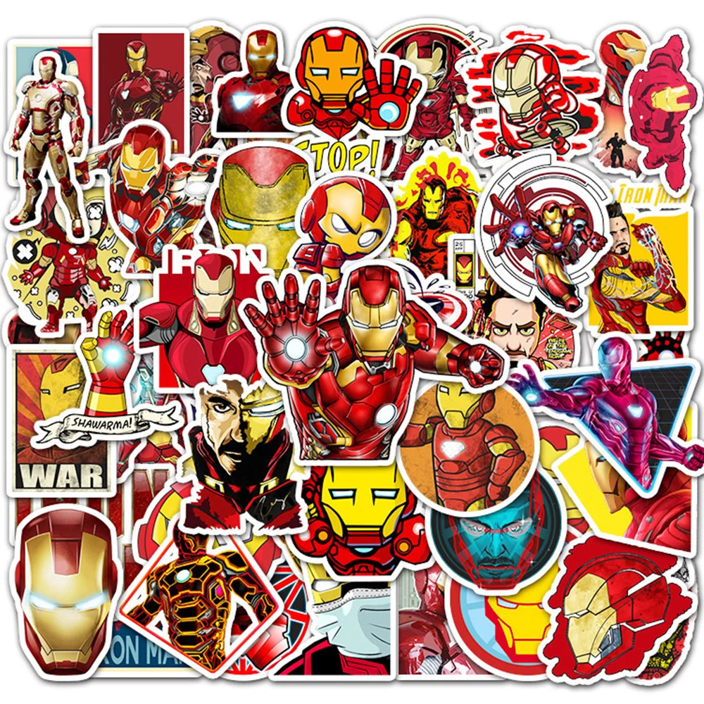 10/30/52PCS Disney The Avengers Iron Man Stickers DIY Laptop Luggage Skateboard Waterproof Cool Graffiti Decals for Kid Toys