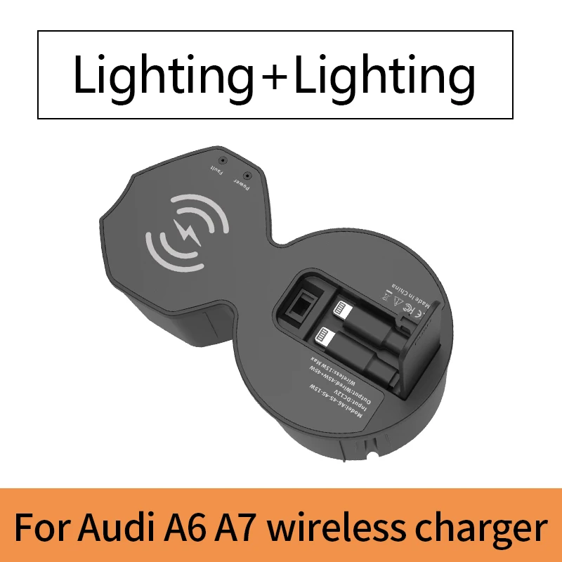 For Audi A6L/A7L - Magnetic Wireless Charger Hub, Fast Charge Dock, Cigarette Lighter Adapter, Center Console Upgrade Accessory