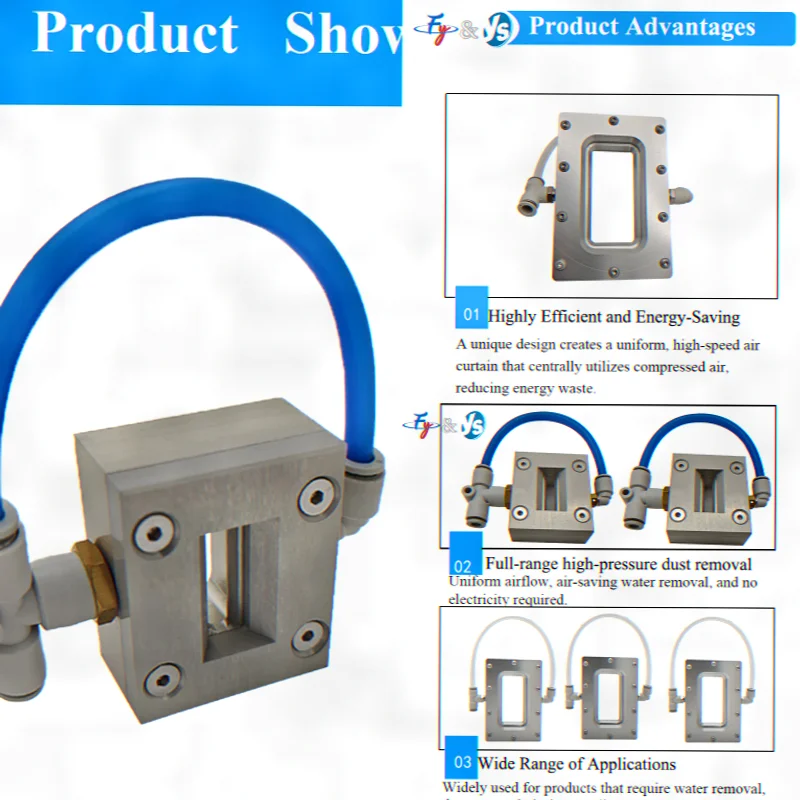 Customized Aluminum Alloy Rectangular Air Knife, High Pressure Square Blowing Profile for Dust & Water Removal Drying