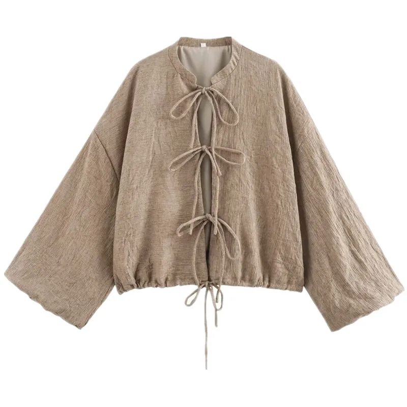 

New 2024 Women's Versatile Loose Fit round Ne ort Jaet Chinese Sle irt Long Sve Regular Length Other Material 00