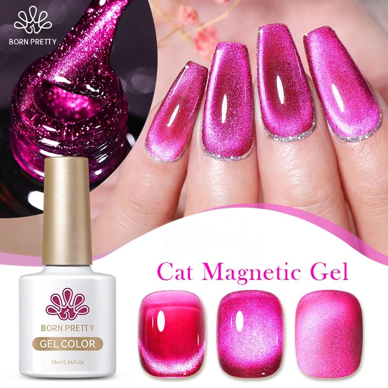 BORN PRETTY 10ml Rosa gato rojo esmalte de uñas de Gel magnético Holos gatos brillo brillante Gel de uñas para salón hogar DIY uso de manicura