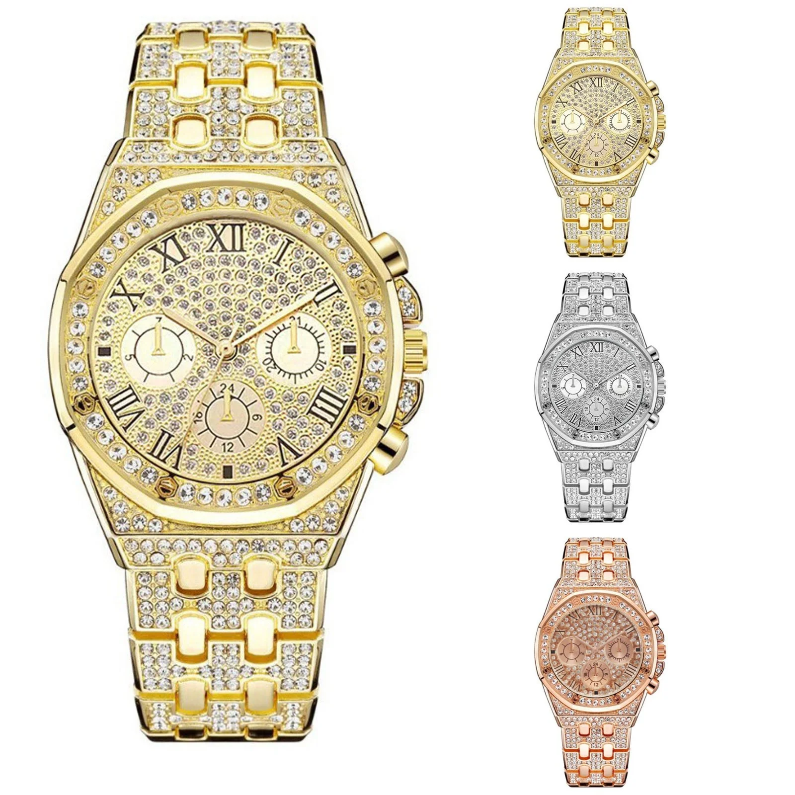 أزياء فاخرة الذهبي ووتش سوار النساء الرجال ووتش للجنسين الفولاذ المقاوم للصدأ كوارتز ساعة اليد الملونة الهاتفي ساعة الزخرفية #1