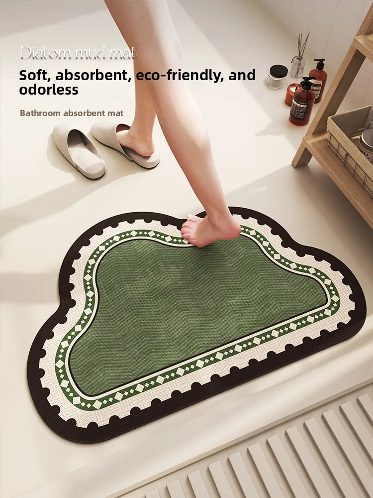 

Впитывающий коврик для ванной комнаты в форме облака из силикагеля, быстросохнущий, противоскользящий, для туалета, декоративный напольный коврик для дома