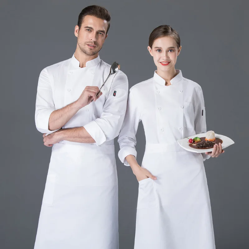 C484 Chef's Clothing Long Sleeve Fashion Chef's Overalls Male Hotel Catering Kitchen Waiter Jacket Plus Size Chef Jacket