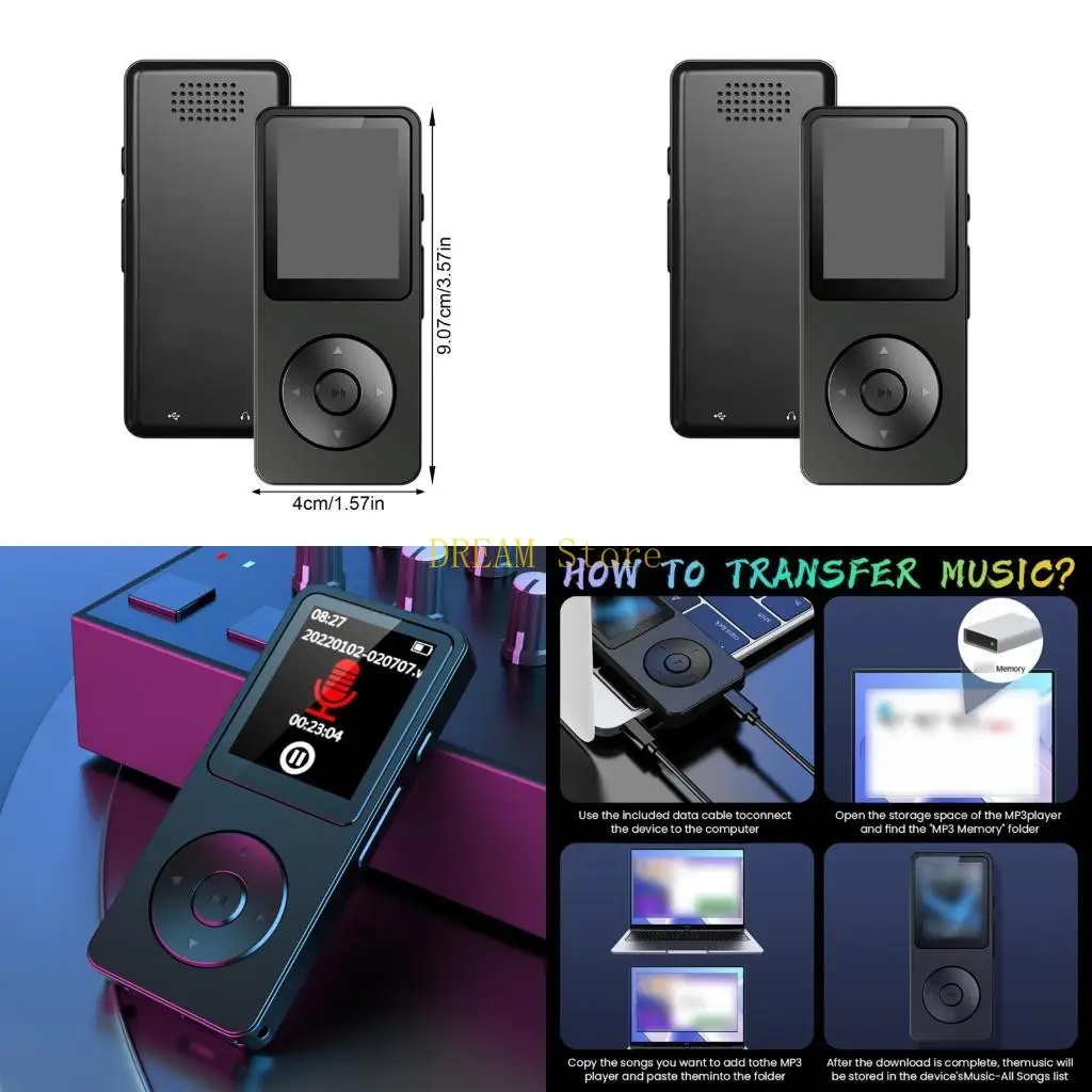 

Портативный MP3-плеер, Bluetooth-совместимый, беспроводное дополнительное подключение, 1,8-дюймовый дисплей, музыкальный плеер,