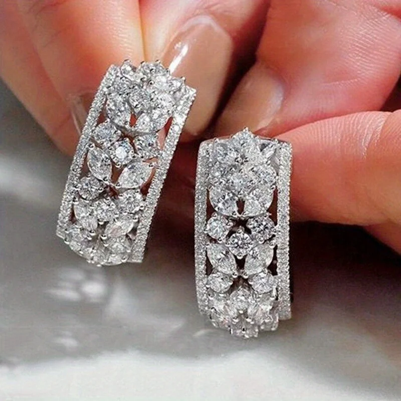 

Fashionable and Luxurious Synthetic Zircon Earrings, Women's Romantic Wedding Party Jewelry, Wedding Anniversary Gifts