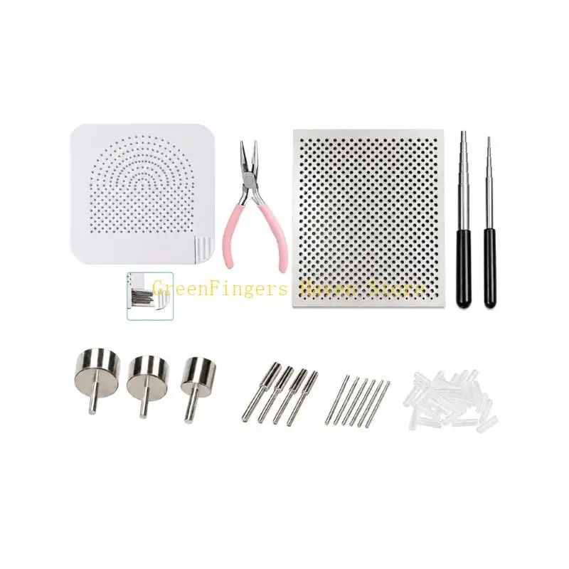 F68D Wire Wrapping Board Set for DIY Craft Use, Aluminum Forming Board with Pliers, Metal Posts and Tubes for Rounded Wire