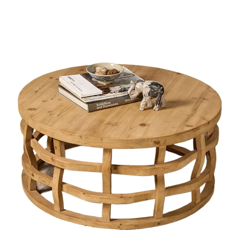 [Solid wood] Round edge few small coffee table B & B coffee house living room sofa bedside corner few, original retro
