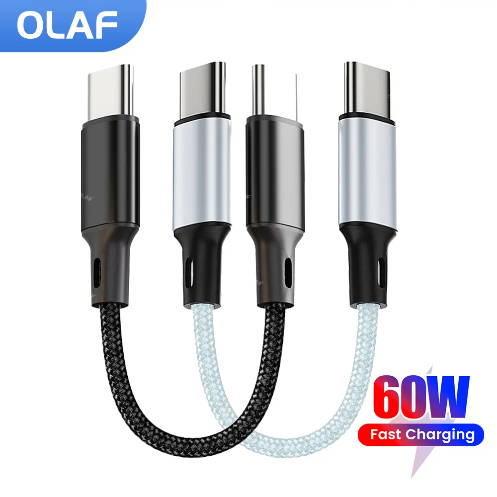 30CM Portable Short Cable 60W Fast Charging Type C to Type C Cable Power Bank Cable for iphone 15 16 Samsung Huawei Xiaomi