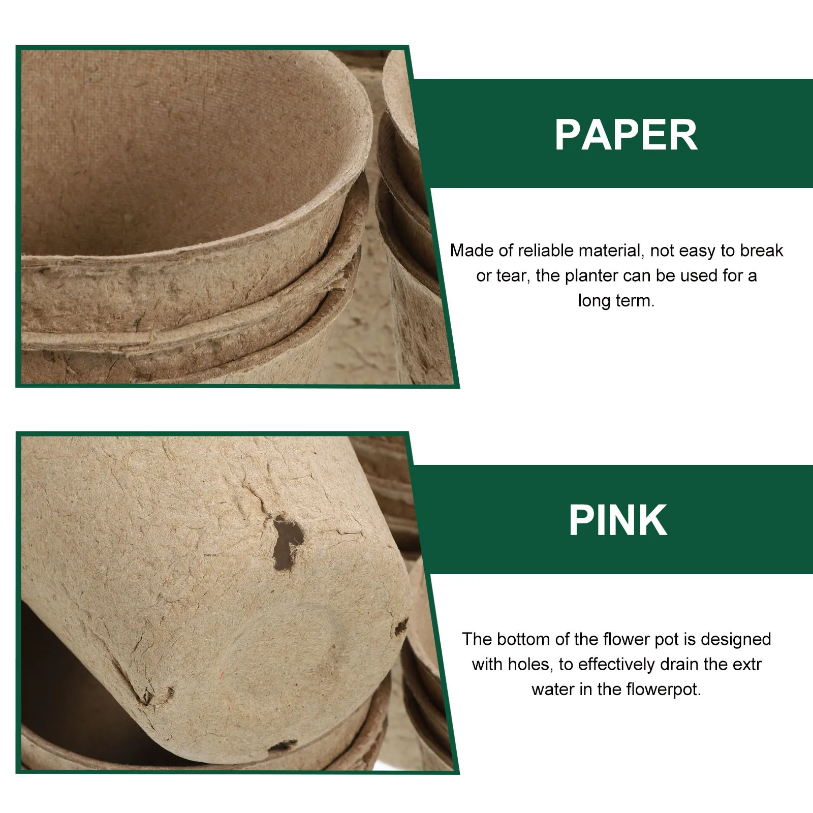 

1 set 1 Set Small Plants Pots Paper Nursing Pots With Drainage Holes Lightweight Flower Pot For Indoor Outdoor Garden Succulent