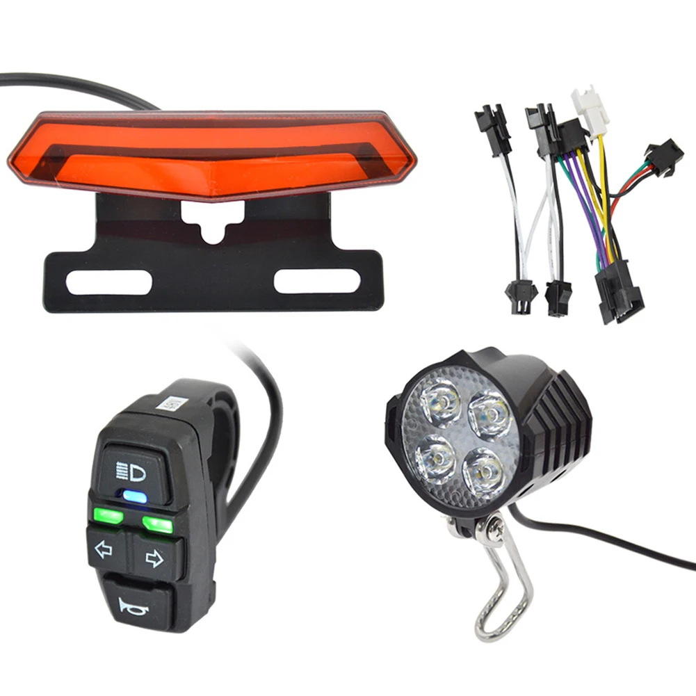 AliExpress VODOOL E-Bike Front Brake Rear Light Taillight Set 24V-48V Electric Bike Turn Signal Lamp with Horn Headlight Switch For E-bike Scooter