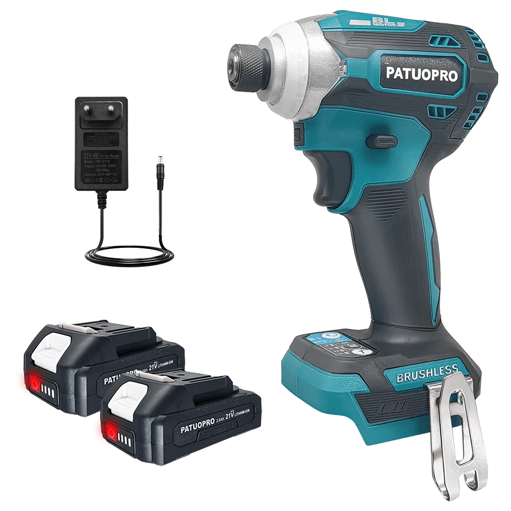 PATUOPRO Brushless Cordless Impact Driver Kit Electric Screwdriver 1/4-Inch Hex Impact Driver Power Tools For Makita 18V Battery