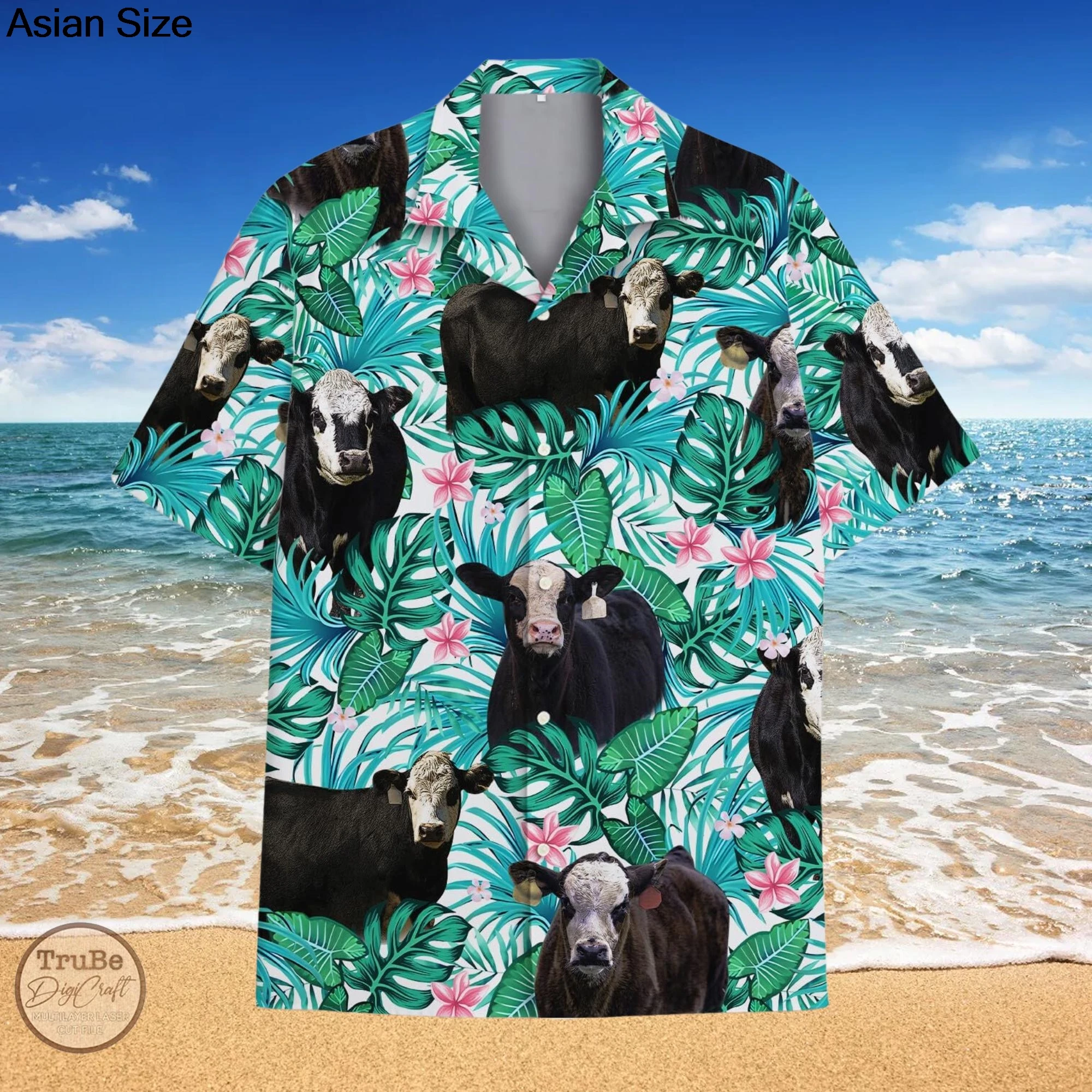 Camisa havaiana legal com botões de vaca leiteira, amante de vaca, presentes divertidos de animais de fazenda, roupa exclusiva de merch de vaca leiteira, tops de praia de verão