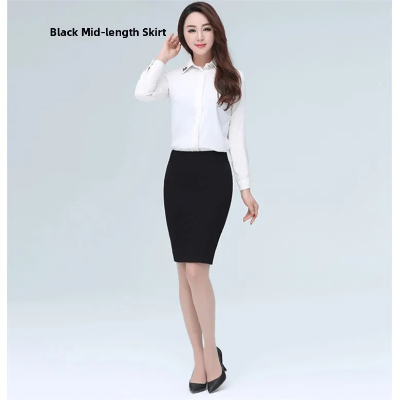 กระโปรงทำงานทรงตรง ผ้าสแปนเด็กซ์ สำหรับสาวอวบ ไซส์ใหญ่  รองรับน้ำหนักได้ถึง 200 ปอนด์