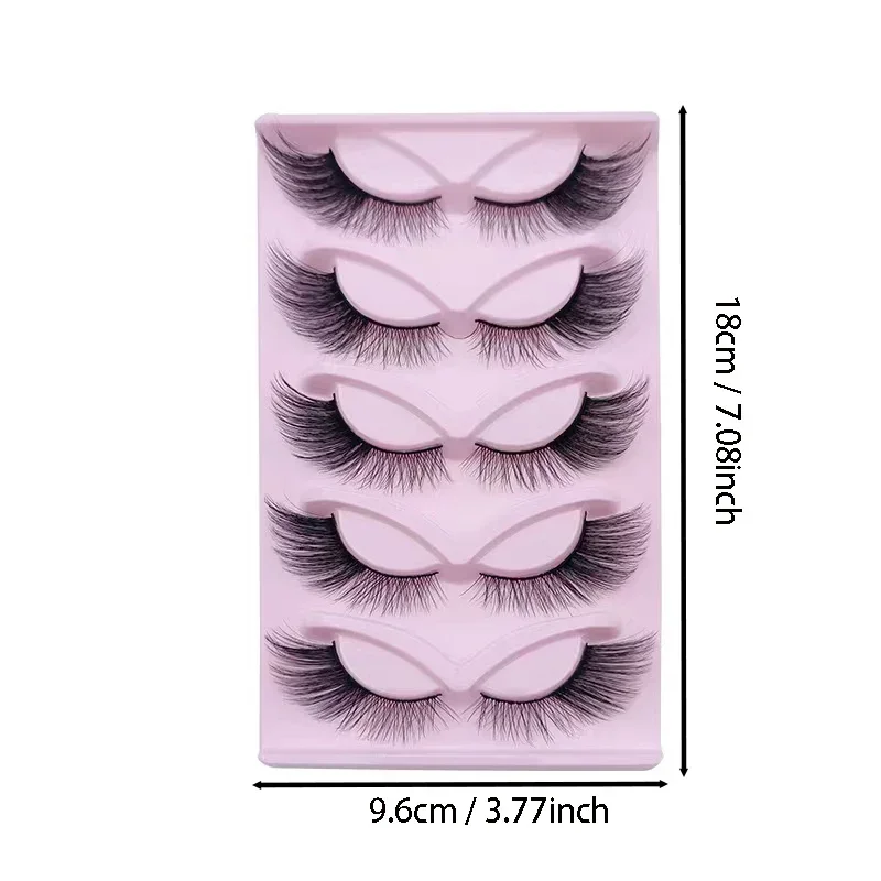 Faux Cils 3D Naturels en Faux Vison, Accessoire de Maquillage, 5 Paires